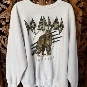 Def Leppard White Graphic Crewneck Sweater